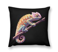 Colorful Chameleon on Branch Plush Pillowcases Soft Throw Pillow Covers Body Cushion Protective Case for Sofa Car Home Decor 22 "x22 "