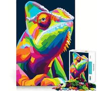 Colorful Chameleon Pop Art Illustration 1000 Piece Jigsaw Puzzle for Teenagers Brain Calisthen Bright Detail Hard Challenge Wall Art (38x52cm)