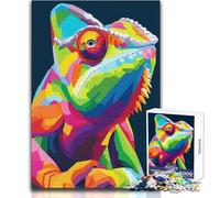 Colorful Chameleon Pop Art Illustration Adult Jigsaw Puzzles 1000 Pieces Smart Fun Educational Game Great Heartfelt Meaningful Present Size 50x75cm