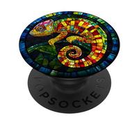 Colorful Chameleon Round Wildlife Artwork PopSockets Adhesive PopGrip