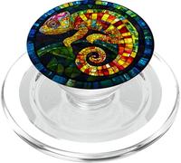 Colorful Chameleon Round Wildlife Artwork PopSockets PopGrip for MagSafe