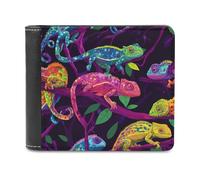 Colorful Chameleons Bi-fold Men's Wallets with 6 Card Slots Slim Travel Purse Leather Money Clip