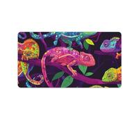 Colorful Chameleons Funny Desk Pad with Stitched Edges Non Slip Desktop Protector Mat for Laptop Keyboard