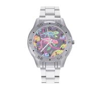 Colorful Chameleons Men's Wrist Watches Stainless Steel Strap Business Quartz Watch for Daily Wear