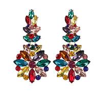 Colorful Chandelier Earrings, Colorful Floral Dangle Earrings for Women, Bohemian Floral Teardrop Earrings, Rainbow Flower Statement Earrings Boho Jewelry, Colorful Flower Drop Earrings for Girls