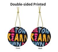 Colorful characters patterned Christmas decorations - round ceramic ornaments, Christmas tree decorations and holiday party supplies