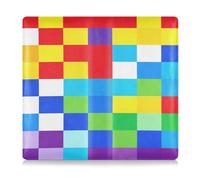 Colorful Check Pattern Premium Leather Car Registration and Insurance Card Holder Glove Box Compartment Organizer for ID, Driver's License, Key Contact Information Cards