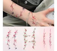 Colorful Cherry Blossom, Peach Blossom, Rose Temporary Tattoo Stickers, Realistic Waterproof And Long-lasting, Fake Tattoos(3pcs)