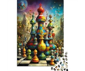 Colorful Chess Fantasy 1000 Piece Kids Beginner Jigsaw Puzzle, Cognitive Development Game, Wall Decor Gift for Youngsters 52x38cm/1000pcs