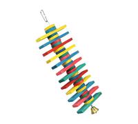 Colorful Chewing Natural Wood Hanging Rope & Beads Senegal Caiques Pet Bird Safety Cage Activity Safe Chewable Bird Toy for Conure Conea Parrot