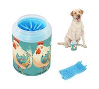 Colorful Chicken Art Portable Pet Foot Paws Washer with Soft Silicone Brush Essential For All Pets Owners for Cats Dogs