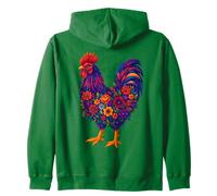 Colorful Chicken Floral, Chicken Lover Animal Farmer Women Zip Hoodie