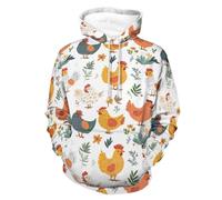 Colorful Chickens Men's Sweatshirt Lightweight Pullover Hoodie with Pocket Casual Sweatshirts for Women