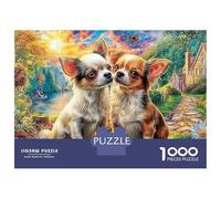 Colorful Chihuahua with Mountain Backdrop 1000 Pc Cardboard DIY Two Beagles Jigsaw, Concentration Training Teens, Stress Relief, Vibrant Colours & After-School Fun 70x50cm/1000pcs