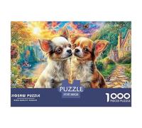 Colorful Chihuahua with Mountain Backdrop Jigsaws 1000 Piece Puzzle Challenge High Difficulty Fit Together Perfectly for Adults & Kids Age 12 Years Up 38x26cm/1000pcs