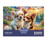 Colorful Chihuahua with Mountain Backdrop Jigsaws 1000 Piece Puzzle Colourful Challenging Brainteasing Fit Together Perfectly for Adults Kids 70x50cm/1000pcs