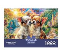 Colorful Chihuahua with Mountain Backdrop Jigsaws 1000 Piece Puzzle Family Decoration Impossible Wall Decor for Adults & Kids Age 12 Years Up 52x38cm/1000pcs