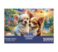 Colorful Chihuahua with Mountain Backdrop Jigsaws 1000 Piece Puzzle Impossible Educational Games Wall Decor Family Game for Adults And Kids 38x26cm/1000pcs