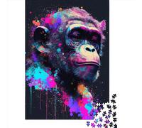 Colorful Chimpanzee 1000 Piece Jigsaw Puzzle for Adults-Puzzles Teenagers Wooden Puzzles- Relax Puzzles Games-Brain Teaser Puzzle 1000pcs (75x50cm)