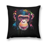 Colorful Chimpanzee Face Monkey Plush Pillowcases Soft Throw Pillow Covers Body Cushion Protective Case for Sofa Car Home Decor 20 "x20 "