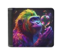 Colorful Chimpanzee Monkey Animal Bifold Wallet PU Leather Credit Card Holder Wallets Slim Front Pocket Money Clip