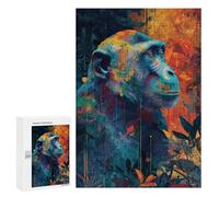 Colorful Chimpanzee Portrait Art Print-1 Puzzle 1000 Teile Schwer Puzzle Spielzeug Lernspiel Impossible Herausforderungsspielzeug Für Erwachsene Kinder 300 PCS