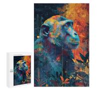 Colorful Chimpanzee Portrait Art Print-1 Puzzle 1000 Teile Schwer Puzzle Spielzeug Lernspiel Impossible Herausforderungsspielzeug Für Erwachsene Kinder 1000 PCS