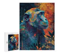 Colorful Chimpanzee Portrait Art Print-1 Puzzle 1000 Teile Schwer Puzzle Spielzeug Lernspiel Impossible Herausforderungsspielzeug Für Erwachsene Kinder 500 PCS