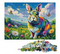 Colorful Chinchilla Pop Art Portrait Jigsaw Puzzle for Adults, 1000 Pieces | Section-by-section building: an activity that can be paused and resumed during indoor leisure.