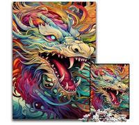 Colorful Chinese Dragon 1000-Piece Jigsaw Puzzle Wooden Jigsaw Puzzles for Adults Challenging Brain Teaser - Relaxing Toy for Teenagers 50x75CM/19.68x29.52inch