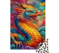 Colorful Chinese Dragon Jigsaw Puzzle for Adults 1000 Piece Jigsaw Puzzle Vibrant Clouds Puzzle Game for Family Relaxation Focus Gift 70x50cm/1000pcs