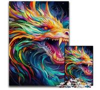 Colorful Chinese Dragon Jigsaw Puzzles for Adults 1000 Piece cardboard Jigsaw Puzzles Challenging Brain Teaser for Teenagers, Family Game Night Fun 26X38CM/10.23x14.96inch