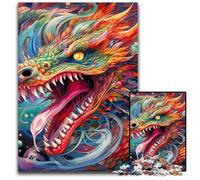Colorful Chinese Dragon Jigsaw Puzzles for Adults 1000 Piece Wooden Jigsaw Puzzles Challenging Brain Teaser for Teenagers, Family Game Night Fun 50x75CM/19.68x29.52inch