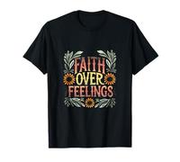 Colorful Christian Faith Over Feelings T-Shirt