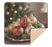 Colorful Christmas Baubles Arrangement Large Stylish Baby Play Mat for Floor Cozy Breathable Tummy Time Mat for Baby Kids Toddlers Infants, 50'' x 50''