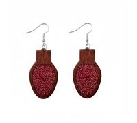 Colorful Christmas Dangle Earrings for Women Glitter Blingbling Christmas Tree Bell Light Bulbs Earrings Red Green Silver Gold 3D Christmas Jingle Bell Earrings Christmas Holiday Jewelry Gift, Wood