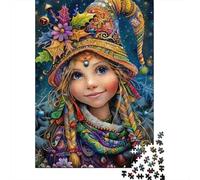 Colorful Christmas Hat Fantasy Character 1000 Piece Jigsaw Puzzle for Adults Paper Puzzle Game for Family Mindfulness Home Decor Gift 52x38cm/1000pcs