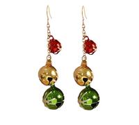 Colorful Christmas Jingle Bell Long Tassel Dangle Drop Earrings for Women Tinkle Bells Cute Ornament Hook Hoop Earring Fashion Xmas Festival Holiday Party Jewelry Gifts for Best Friends