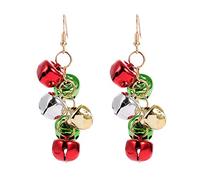 Colorful Christmas Jingle Bell Tinkle Bell Cute Ornament Chain Dangle Drop Earrings for Women Teen Girls Fish Hook Dangling Hanging Hypoallergenic Festival Party Jewelry Gift for Bff Daughter
