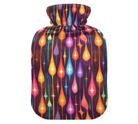 Colorful Christmas Light Bulbs Water Bottle for Hot Water with Soft Cover, 1L Hot Compresses for The Body for Pain Relief