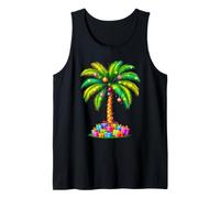 Colorful Christmas Palm Tree with Presents Tank Top
