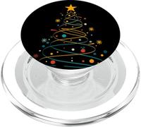 Colorful Christmas Tree Line Art PopSockets PopGrip for MagSafe