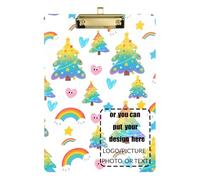 Colorful Christmas Tree Rainbow Customize Receipt clipboard Waterproof for Nursing Student Trade Quest Size 9 x 12