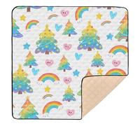 Colorful Christmas Tree Rainbow Soft Foam Baby Playmat for Floor One-Piecing Foldable Infant Play Mat for Baby Kids Toddlers Infants, 50'' x 50''