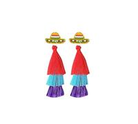 Colorful Cinco De Mayo Tassel Earrings Funny Mexican Fiesta Drop Dangle Earrings Pinata Sombrero Party Jewelry Gift For Women, S, Zinc, No Gemstone