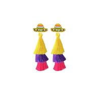 Colorful Cinco De Mayo Tassel Earrings Funny Mexican Fiesta Drop Dangle Earrings Pinata Sombrero Party Jewelry Gift For Women, S, Zinc, No Gemstone
