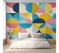 Colorful Circle Geometry Wallpaper, Abstract Geometric Wall Mural for Living Room, Bedroom, Non-Woven Wall Papaer Decoration, Photo Wallpaper & Home Decor, 366x254 cm (WxH) K-MZ&7