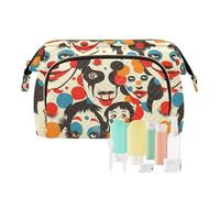 Colorful Circus Cartoon Cute Clown Travel Bag Zipper Makeup Cosmetic Bag Change Purse for Large Cosmetic