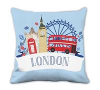 Colorful City Landmark Decorative Cusion Covers, Red Blue London City Sofa Throw Pillow Cover 45cm X 45cm, 18X18 Inch Cushion Case for Home Décor, Unusual Gifts Women New Home Gifts