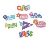 Colorful Classroom Rules Cutouts - Back to School Behavior Educational Good Habits Manners Class Posters Decortaions Bulleting Board Cutouts - 8 Piece
